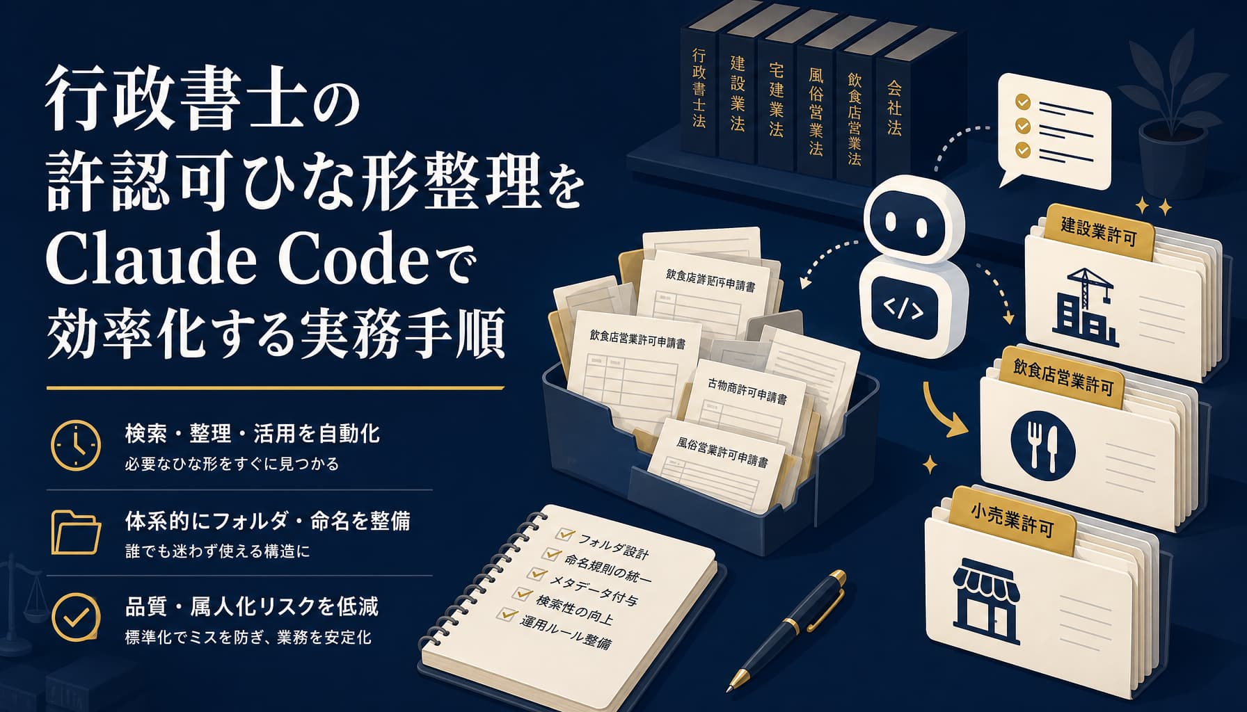 行政書士の許認可ひな形整理をClaude Codeで効率化する実務手順