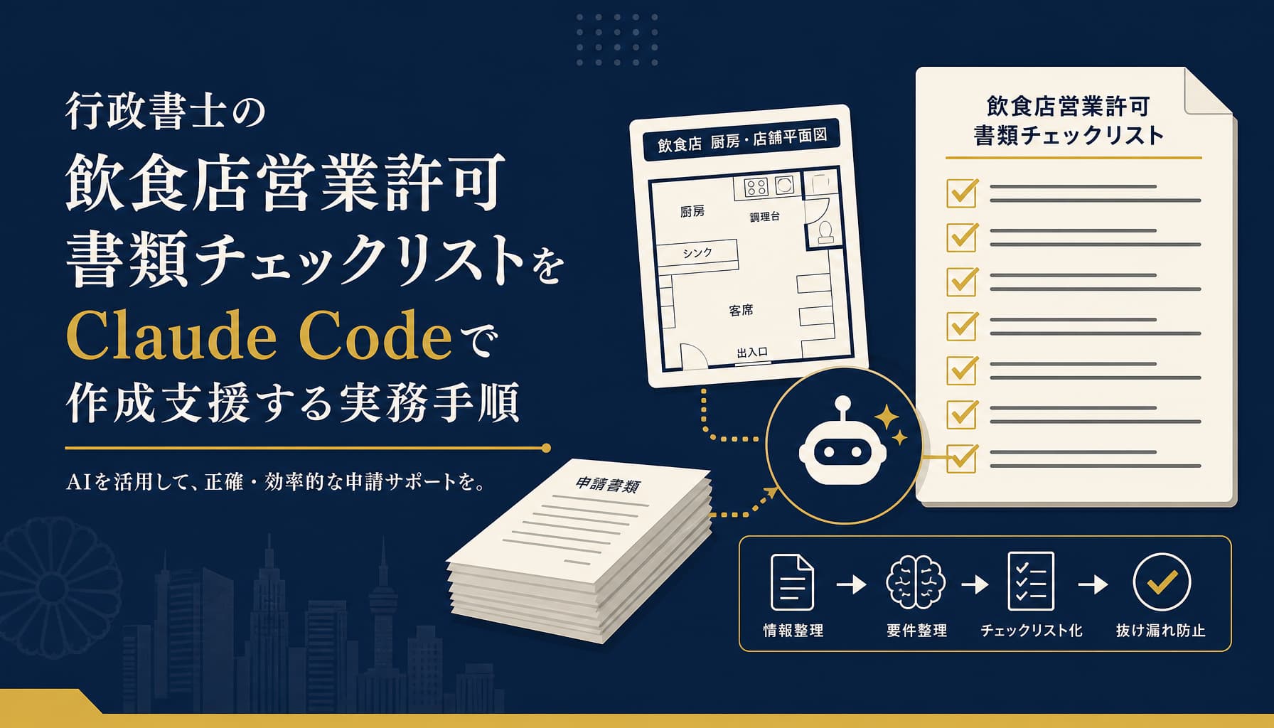 行政書士の飲食店営業許可書類チェックリストをClaude Codeで作成支援する実務手順