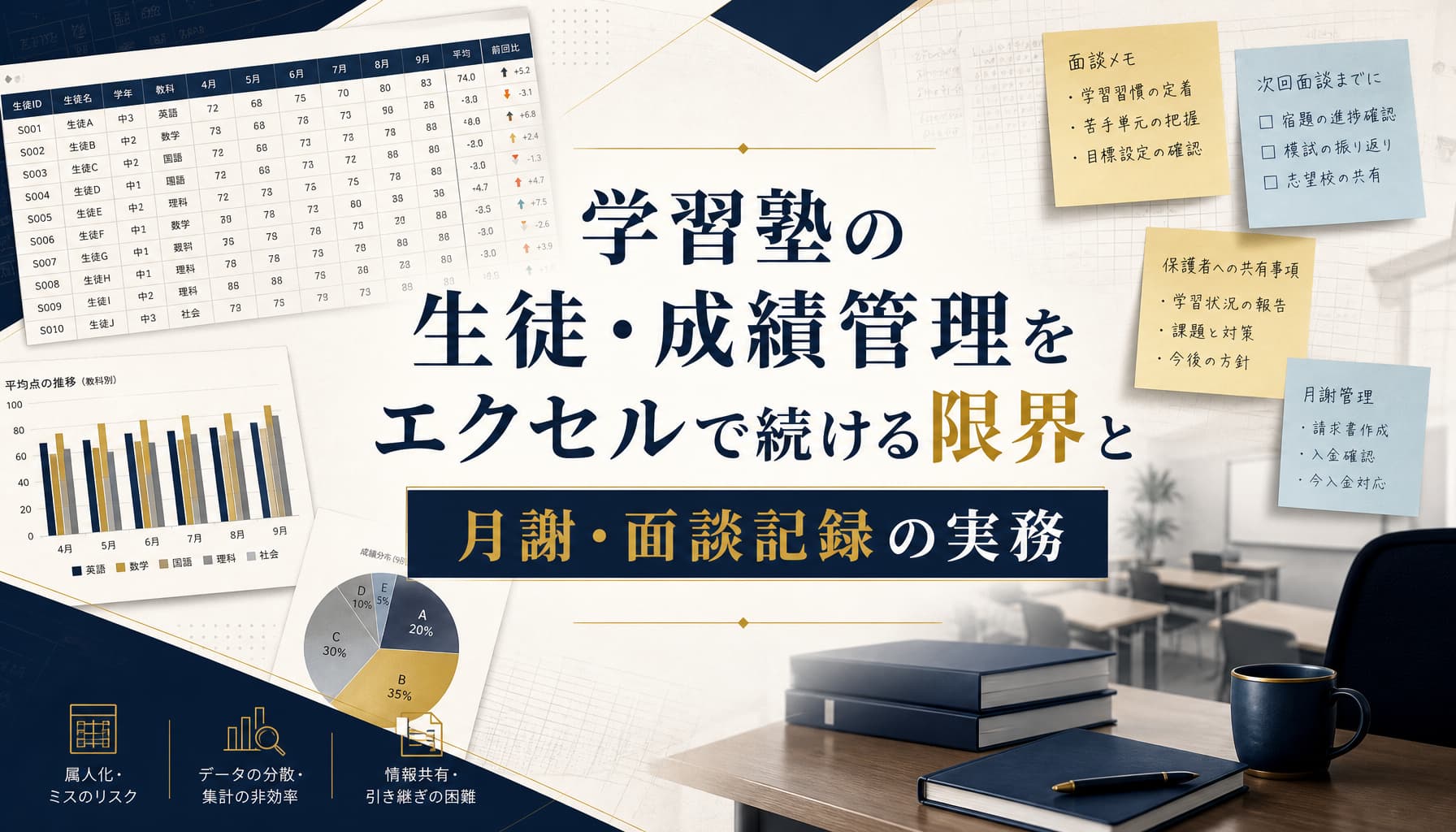 学習塾の生徒・成績管理をエクセルで続ける限界と月謝・面談記録の実務