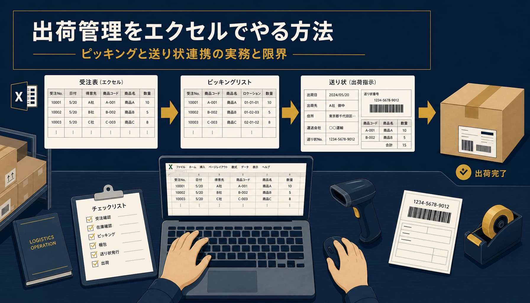 出荷管理をエクセルでやる方法 ピッキングと送り状連携の実務と限界