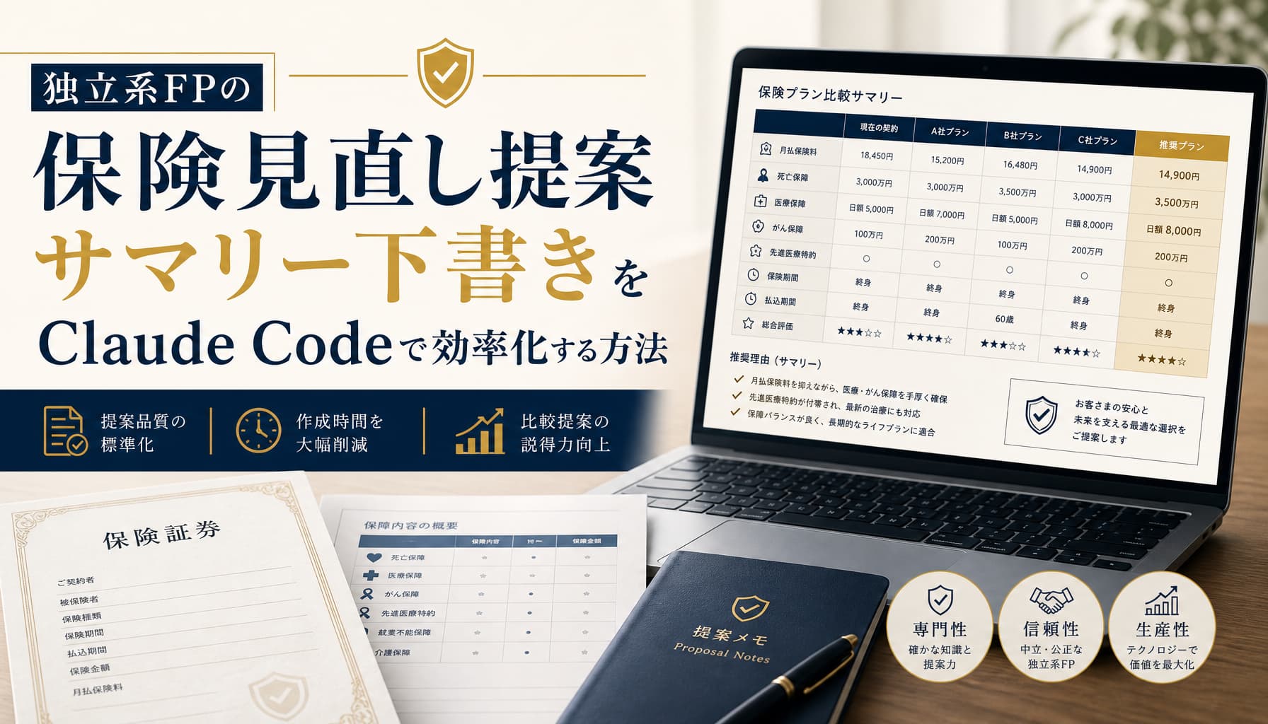 独立系FPの保険見直し提案サマリー下書きをClaude Codeで効率化する方法