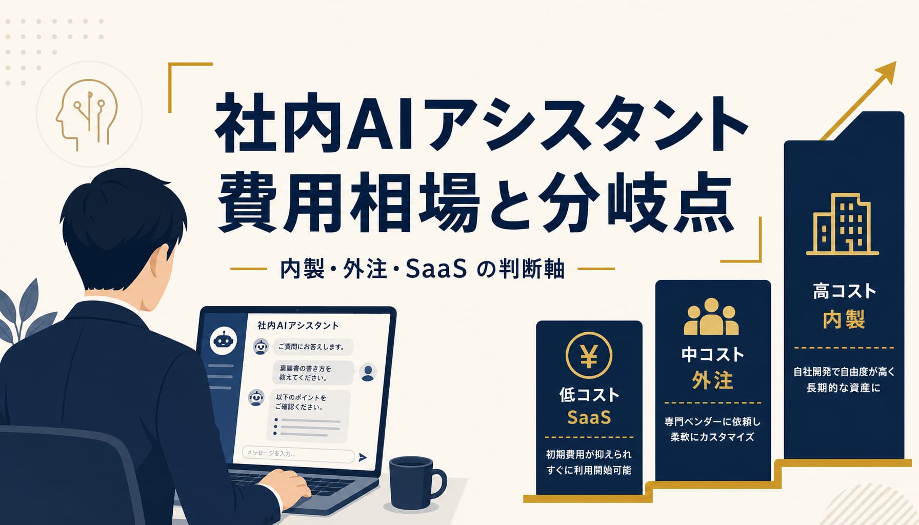 社内AIアシスタント構築の費用相場と内製・外注の分岐点