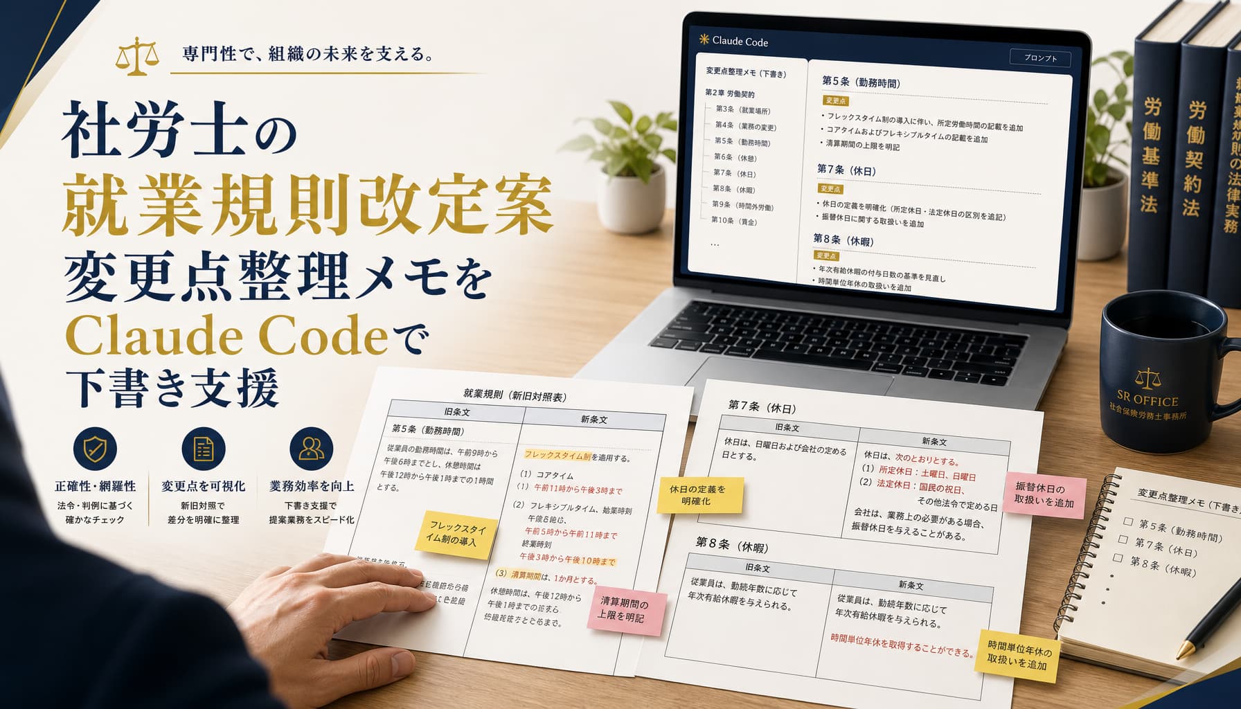 社労士の就業規則改定案 変更点整理メモをClaude Codeで下書き支援