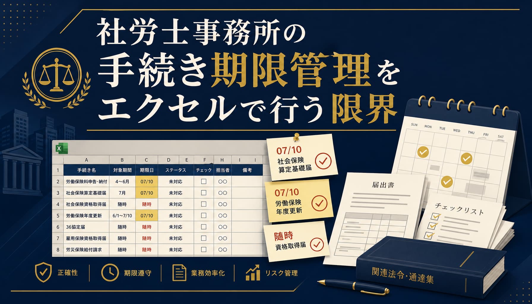 社労士事務所の手続き期限管理をエクセルで行う限界 算定基礎届・労働保険年度更新の実務