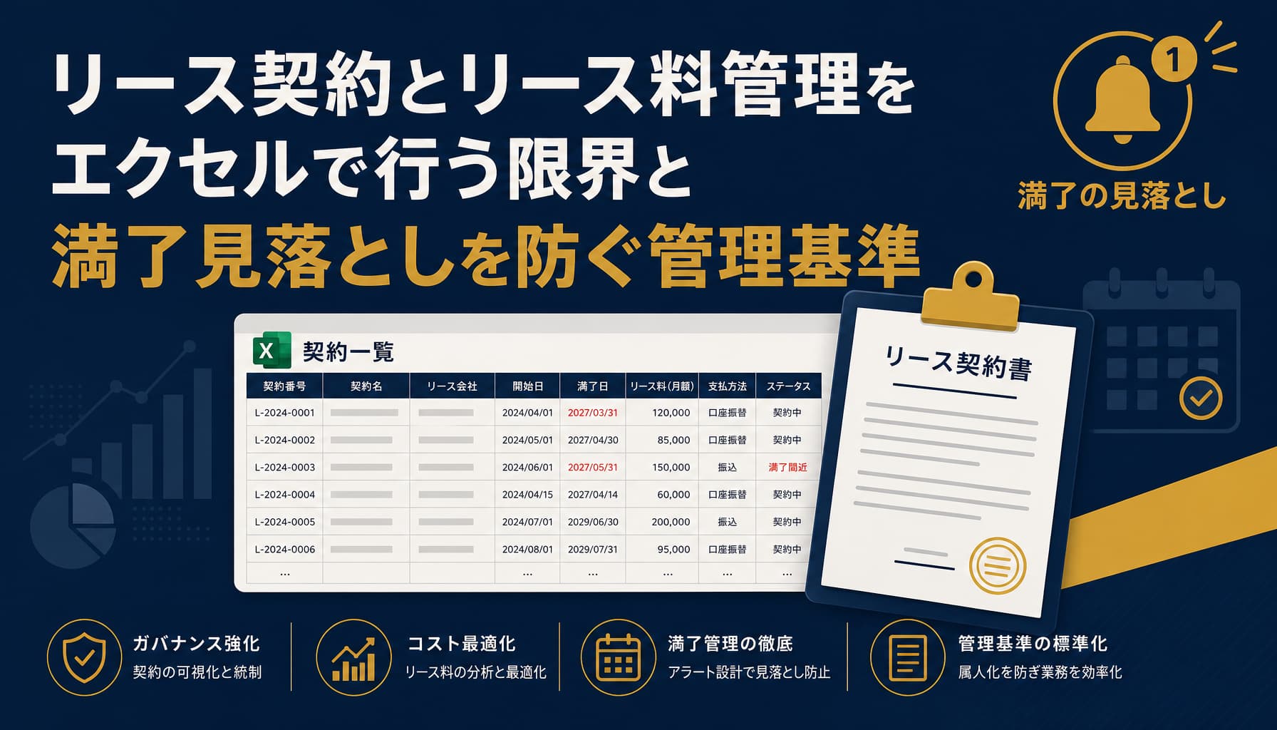 リース契約とリース料管理をエクセルで行う限界と満了見落としを防ぐ管理基準