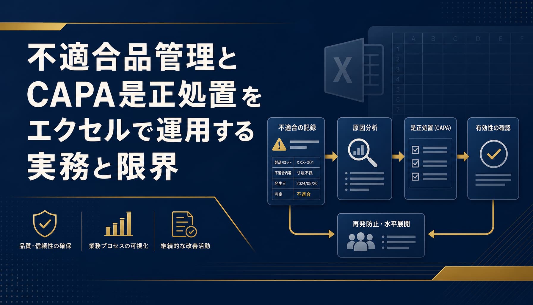 不適合品管理とCAPA是正処置をエクセルで運用する実務と限界