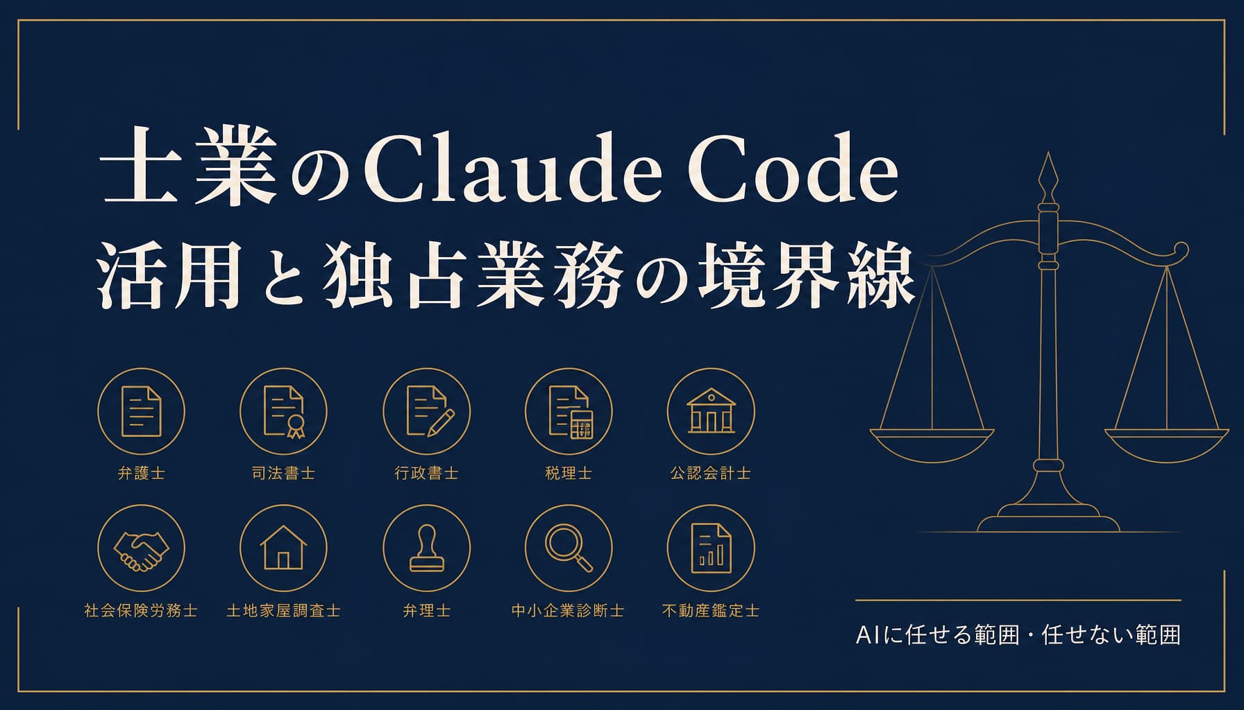士業のClaude Code活用と独占業務の境界線 AIに任せる範囲・任せない範囲