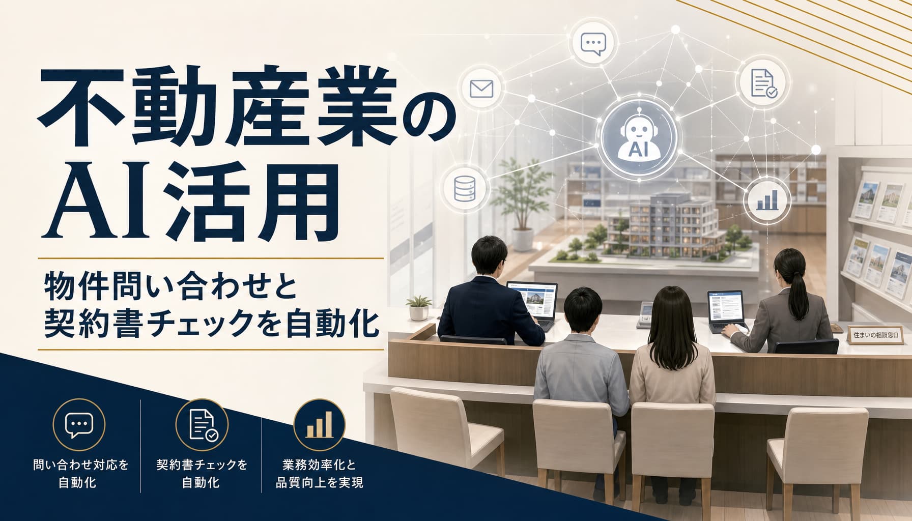 不動産業のAI活用 物件問い合わせ対応と契約書チェックを自動化する実例