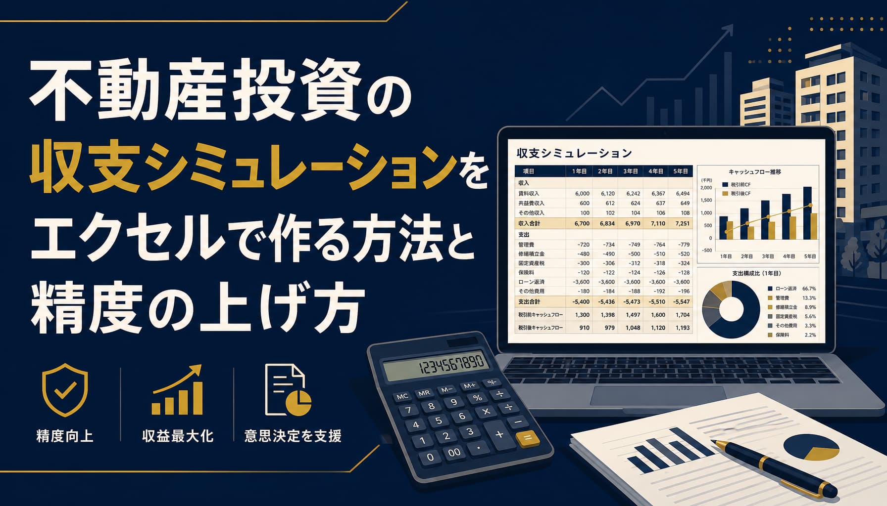 不動産投資の収支シミュレーションをエクセルで作る方法と精度の上げ方