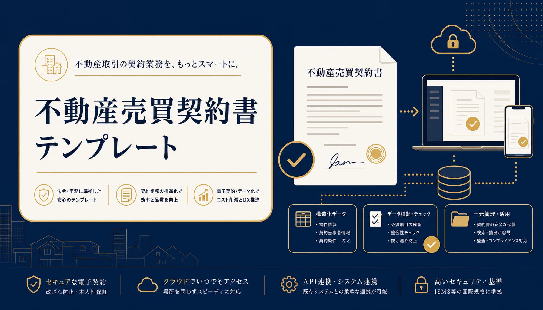 不動産売買契約書テンプレートの記載必須項目と電子契約・データ化の進め方