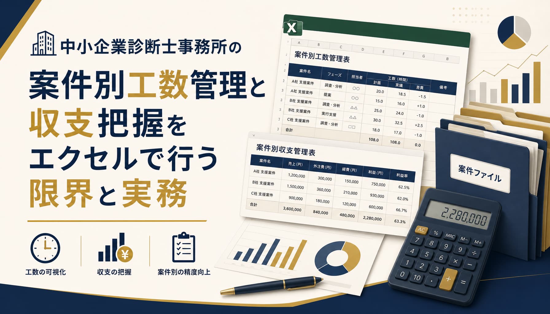 中小企業診断士事務所の案件別工数管理と収支把握をエクセルで行う限界と実務