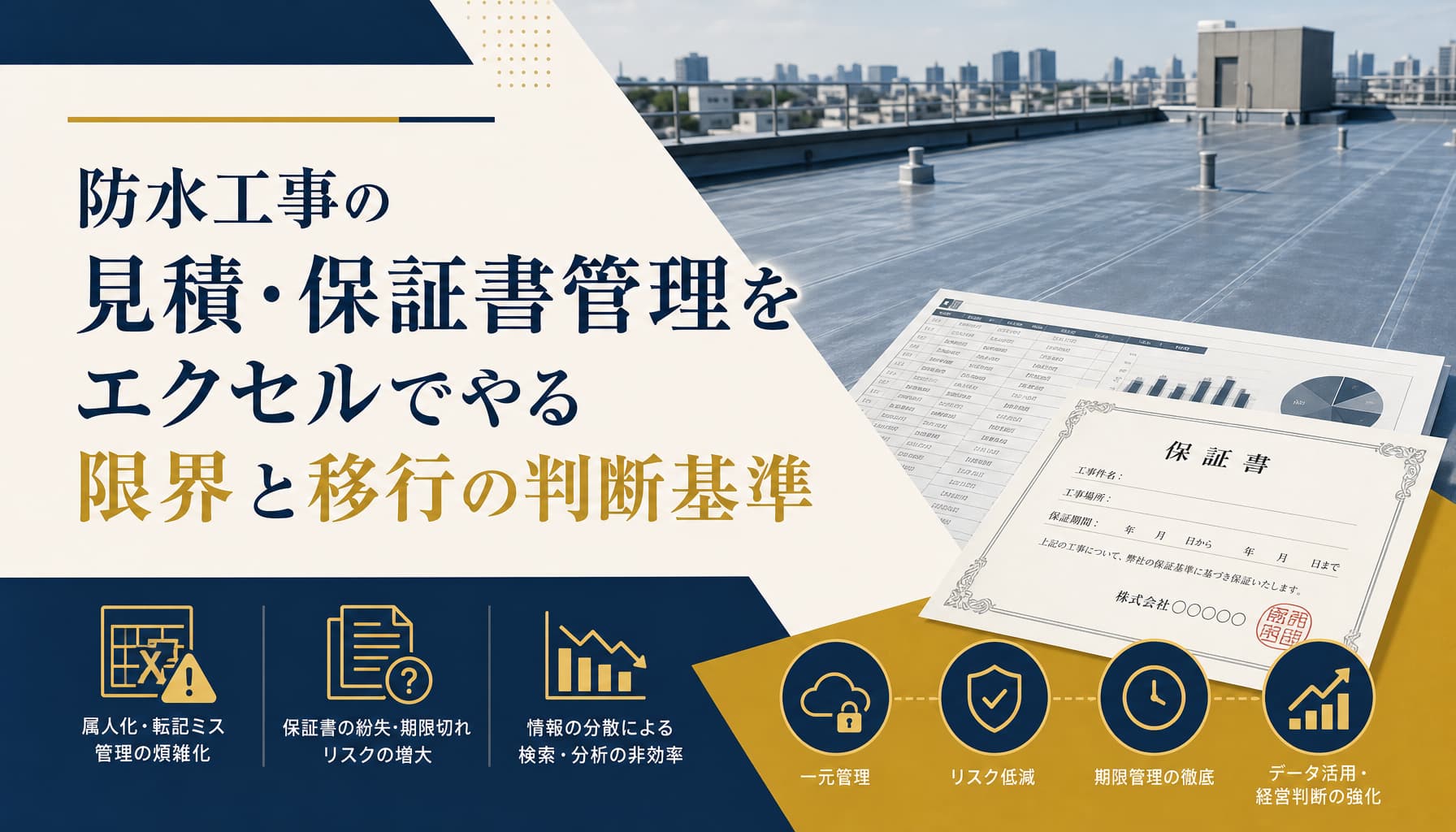 防水工事の見積・保証書管理をエクセルでやる限界と移行の判断基準