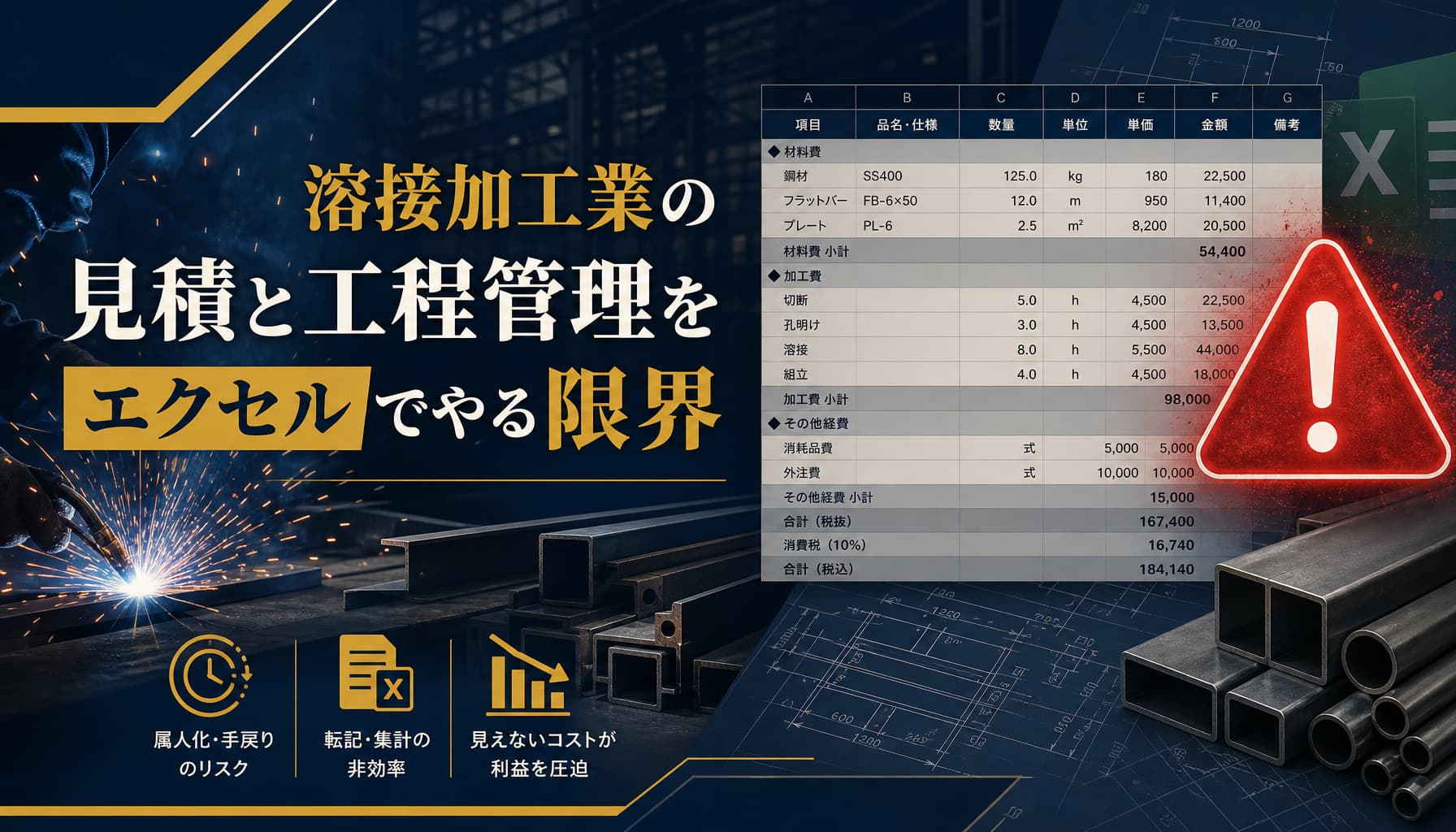 溶接加工業の見積と工程管理をエクセルでやる限界 材料費と溶接工数の実務
