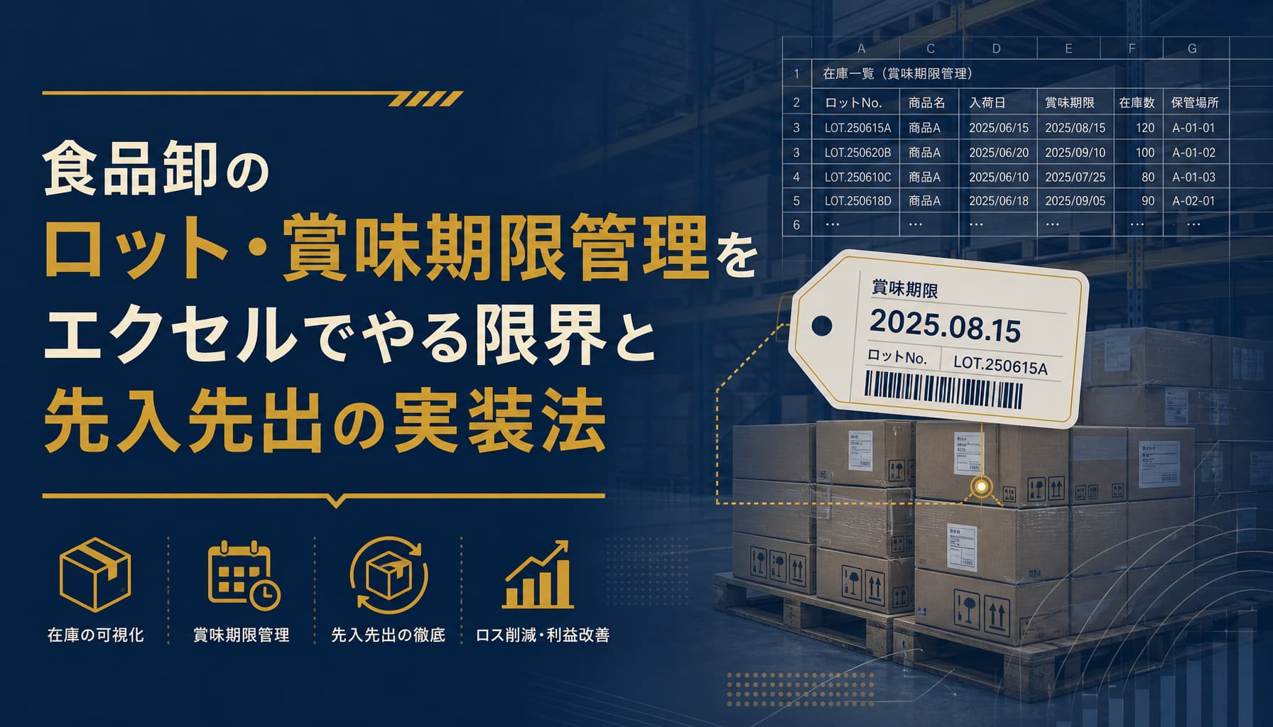 食品卸のロット・賞味期限管理をエクセルでやる限界と先入先出の実装法
