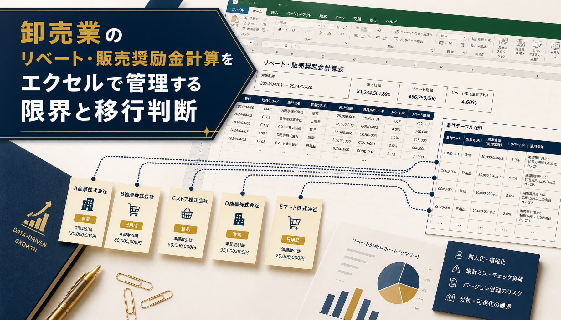 卸売業のリベート・販売奨励金計算をエクセルで管理する限界と移行判断