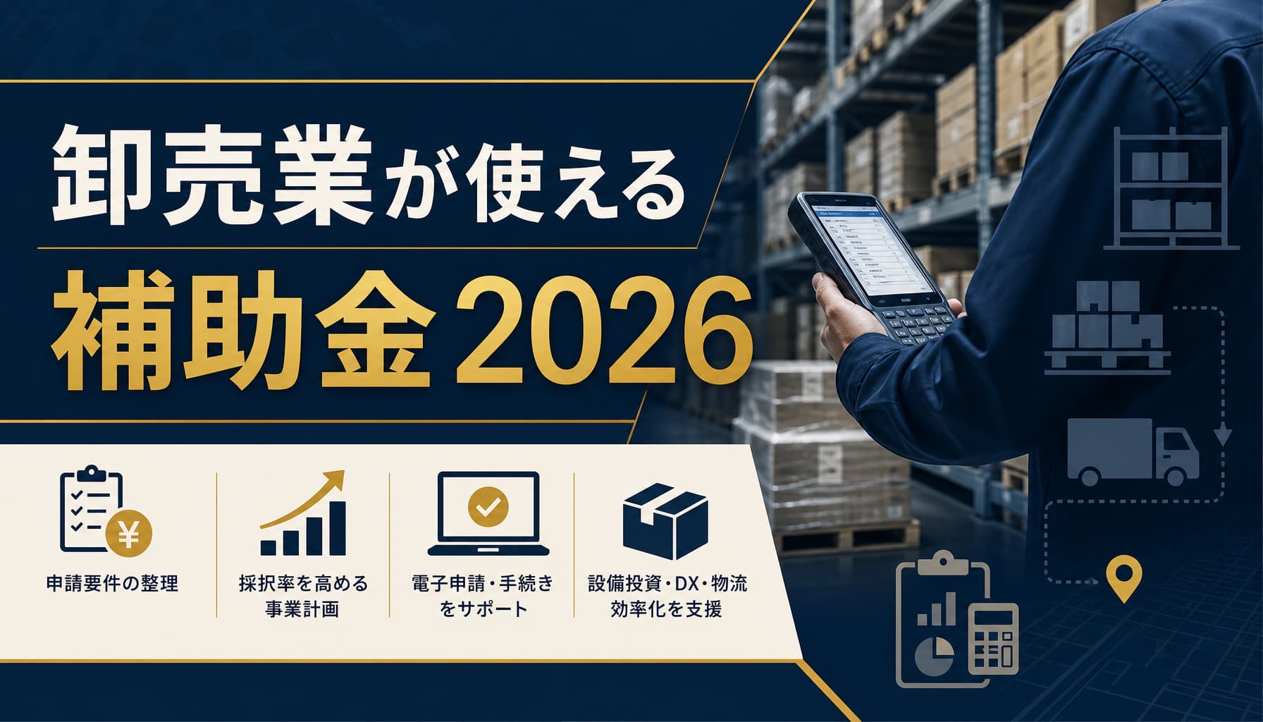 卸売業が使える補助金2026 物流効率化とAI導入の対象・上限を解説