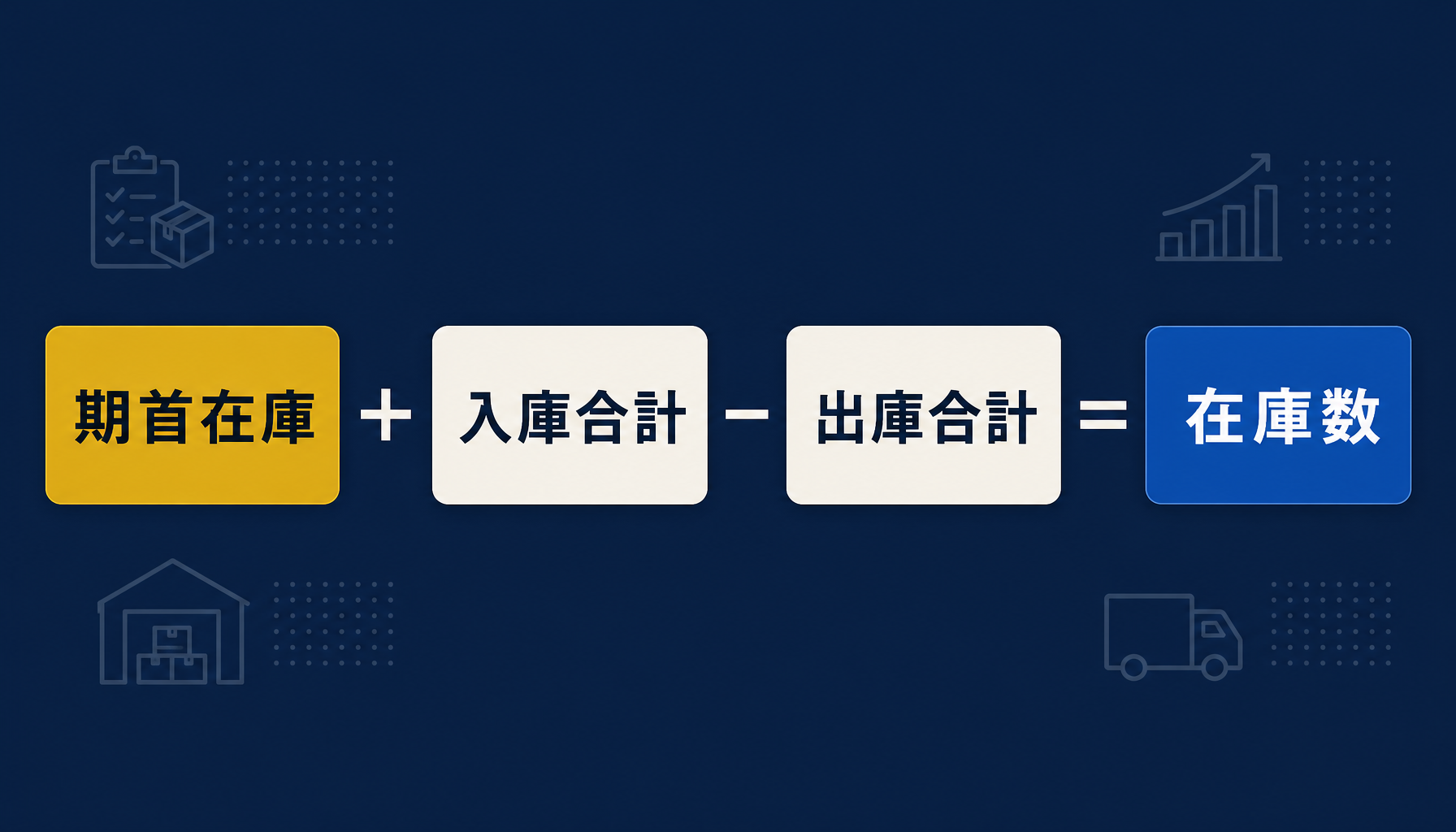 SUMIFSで期首在庫と入出庫ログを組み合わせて在庫数を自動集計する数式構造