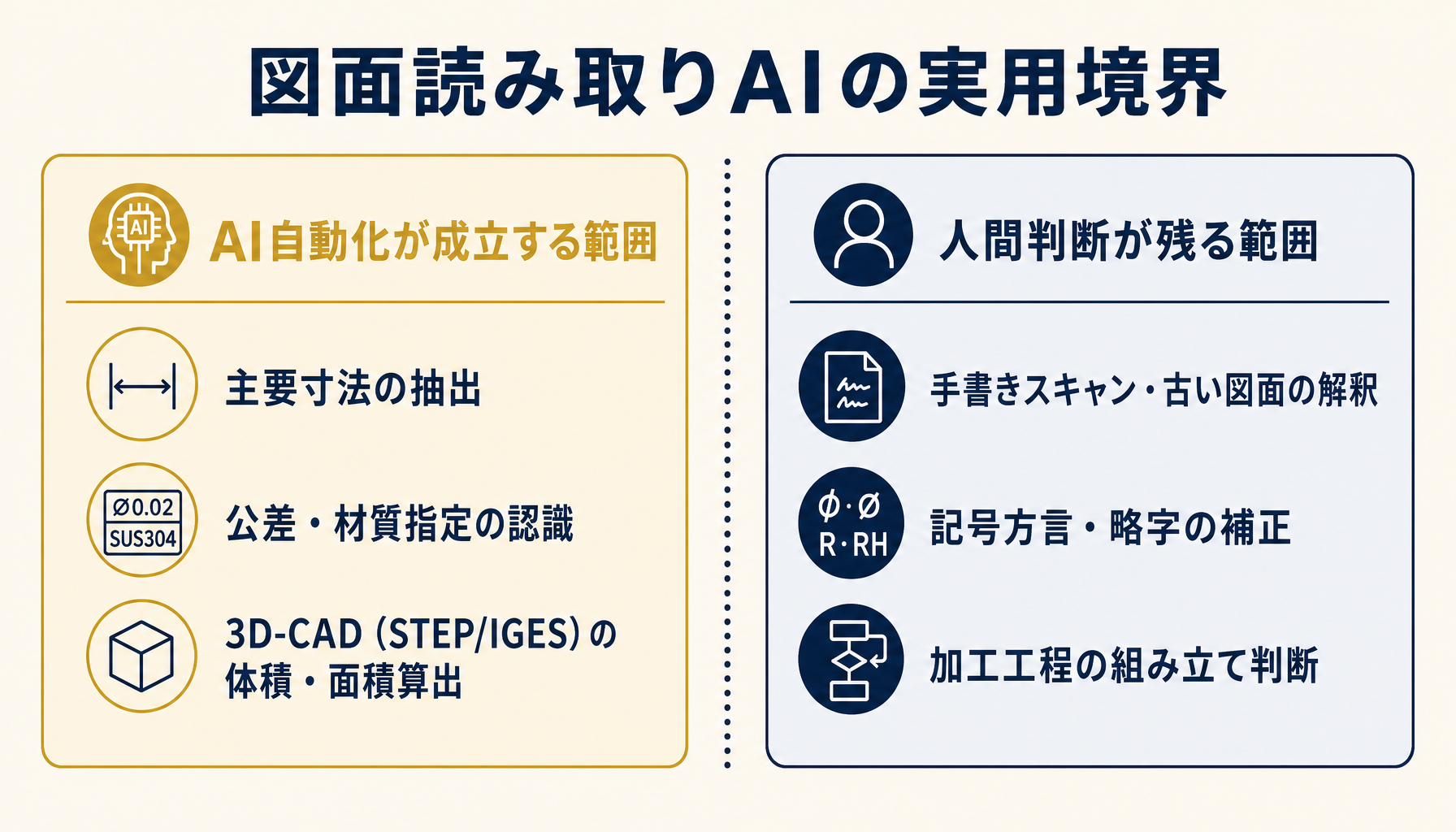 図面読み取りAIで自動化可能な範囲と人間判断が残る範囲