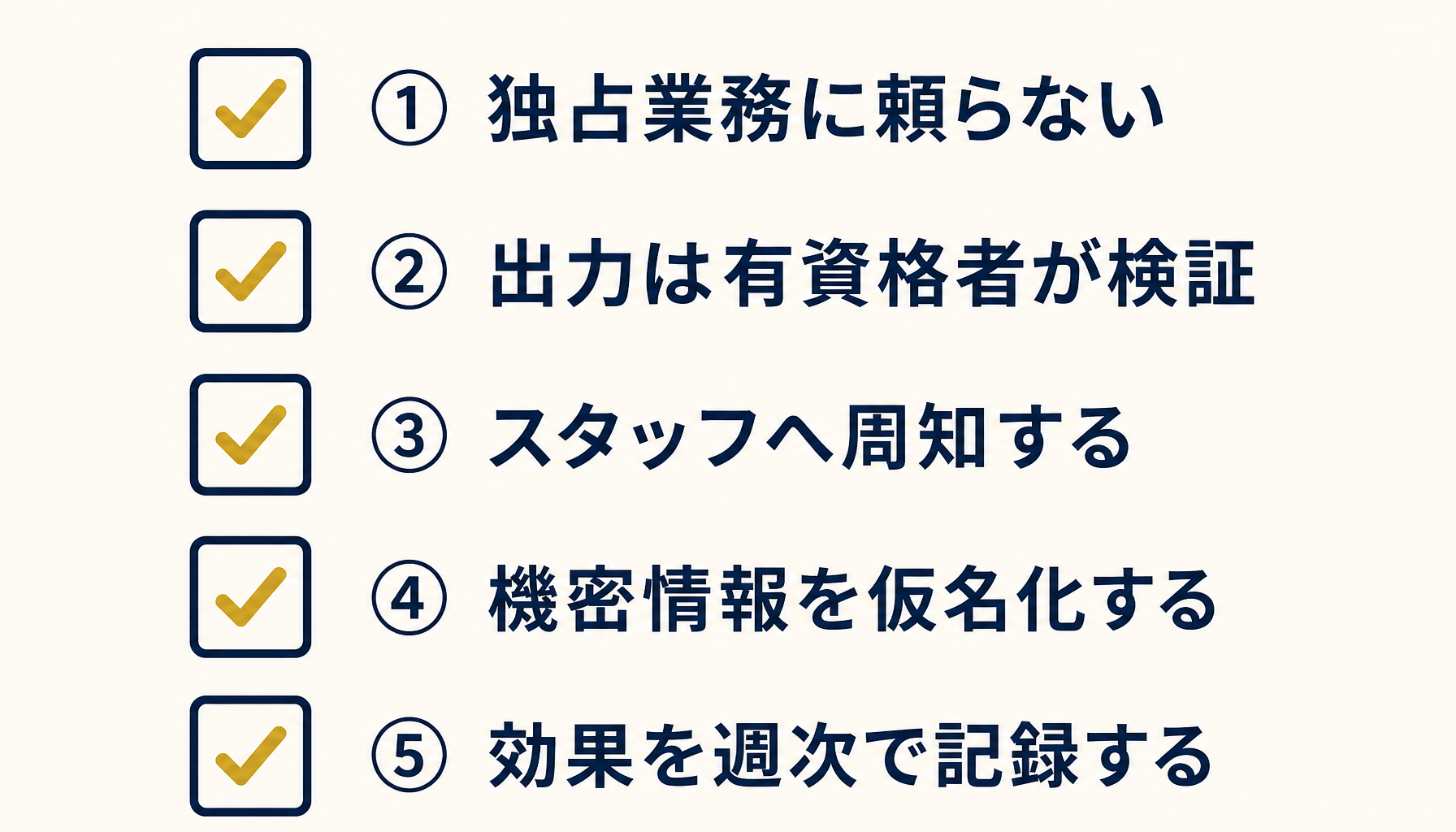 5つの失敗パターンと回避策を一覧にしたチェックリスト図