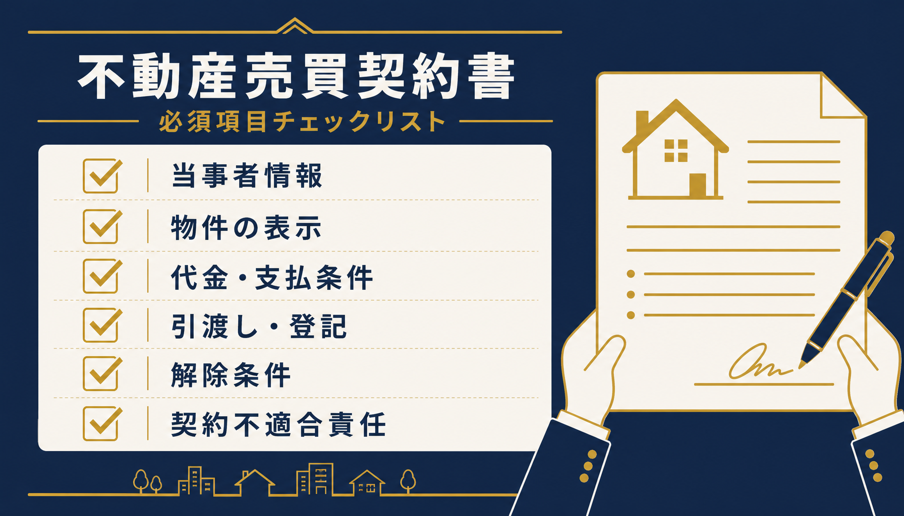 不動産売買契約書の必須項目チェックリストのイメージ